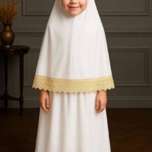 طقم صلاة بناتي كلفة ذهبي بلا كم